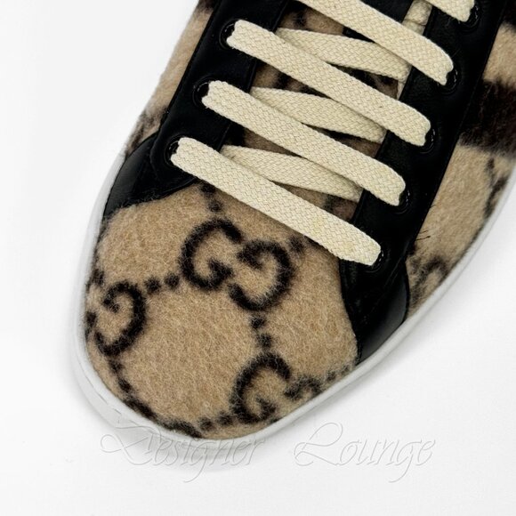 NEW GUCCI Ace GG Monogram Men's Wool Logo Sneakers G 9.5 / US 10 Authentic $890 - Picture 6 of 10